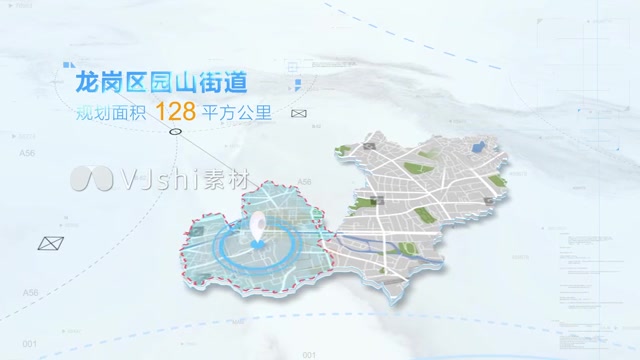 简洁科技地图区域板块划分介绍替换展示