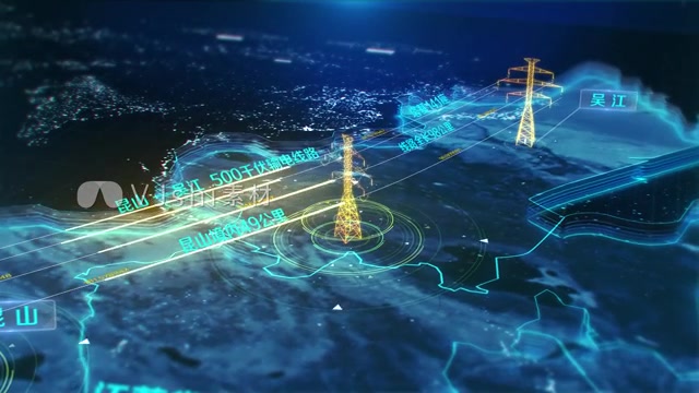 科技感电力传输地图