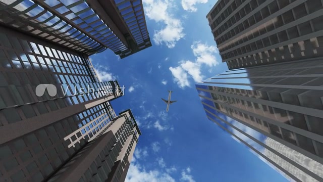 飞机空中飞过楼顶大气震撼起飞商务客机镜头