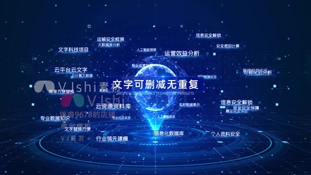 无插件震撼大气科技地球多文字环绕旋转商务
