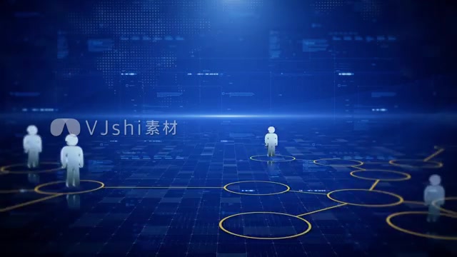 蓝色科技连线粒子小人展示介绍网络区块链