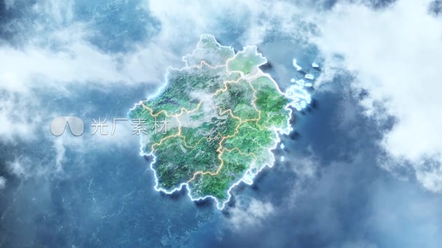 震撼云中俯冲浙江省三维地图