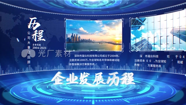 (无需插件)蓝色科技感企业历程