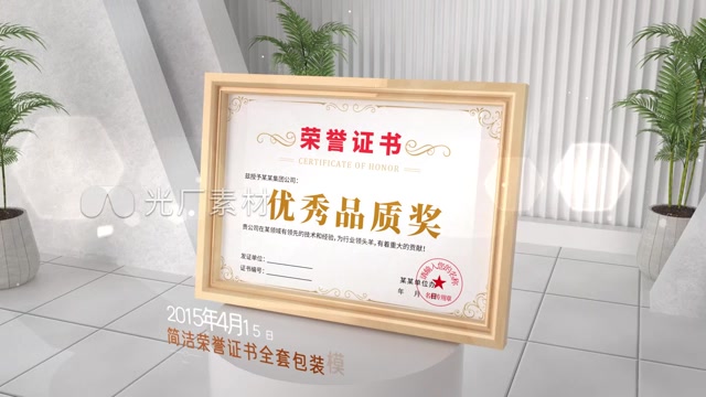 高端红绸荣誉证书奖状奖牌展示模板