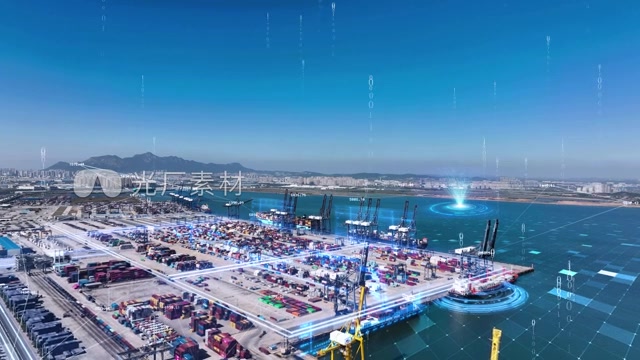 科技智慧数字港口集装箱码头模板