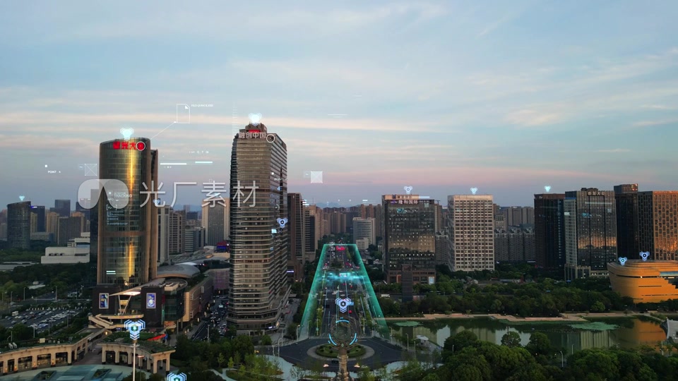 科技城市粒子数字智慧城市穿梭