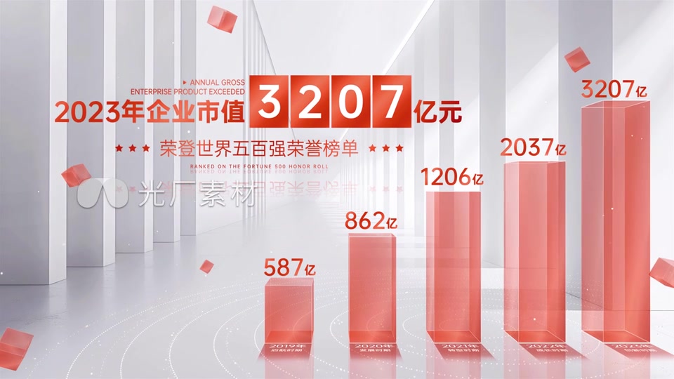 数据柱状图业务增长图红色企业增长数据