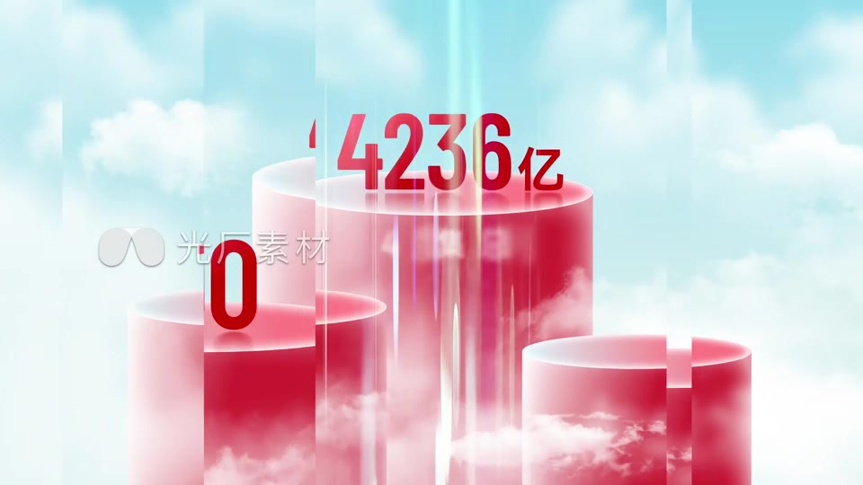 云层红色数据展示模板